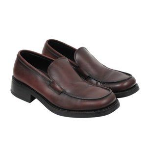 Prada Mens Vintage Penny Loafers Size US7 UK6 Brown Leather Square Toe Slip On